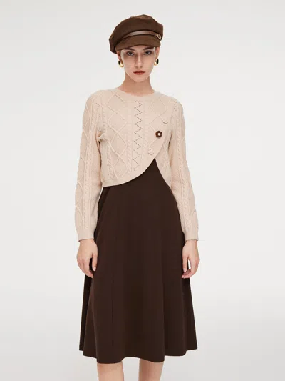 Goelia Lyocell Wool Blend Sweater And Knit Vest Dress Two-piece Set In Animal Print
