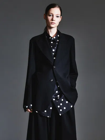 Goelia Machine Washable Wool Blend Loose Fit X-line Unisex Blazer In Black