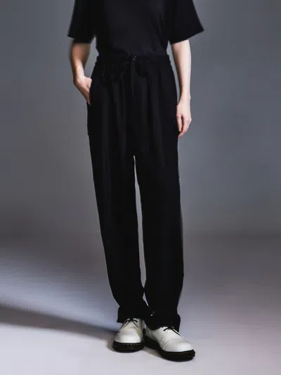 Goelia Machine Washable Wool Blend Unisex Straight Leg Pants In Black