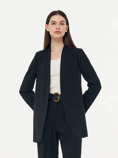 Goelia Machine Washable Wool Collarless Unisex Blazer In Blue