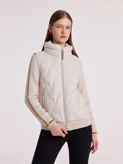 Goelia Machine Washable Wool Patchwork Short Goose Down Garment In Neutral