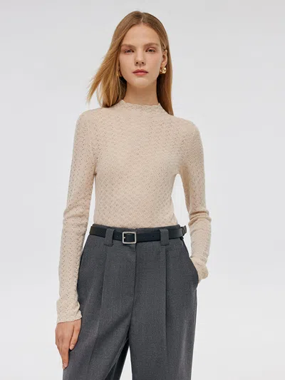 Goelia Machine Washable Wool Women Long Sleeve Top In Neutral