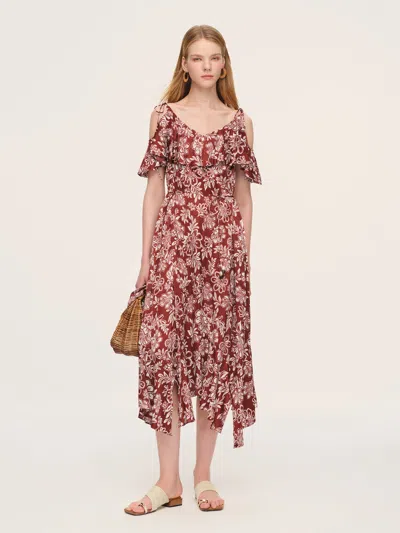 Goelia Marigold Floral Print Cold Shoulder Women Strap Maxi Dress In Multi