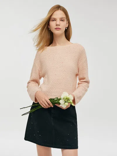 Goelia Mohair Slash Neck Women Sweater In Pink