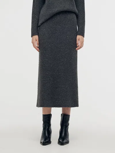 Goelia Mohair Wool Blend Sequins Women Midi Skirt In Multi