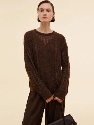 Goelia Mohair Wool Blend Sequins Women Sweater In Brown