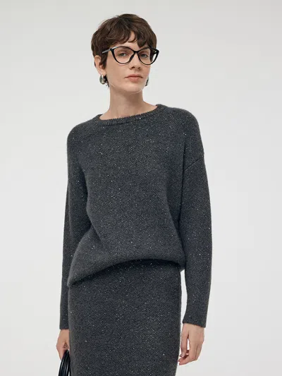 Goelia Mohair Wool Blend Sequins Women Sweater In Gray