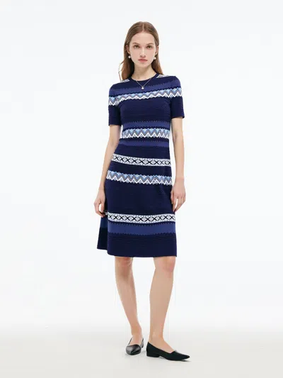 Goelia Multicolored Jacquard Women Knit Mini Dress In Blue