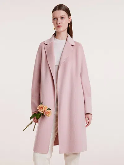 Goelia Notched Lapel Wool And Cashmere Wrapped Women Coat In Pink