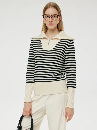 Goelia Oversized Collar Half-zip Women Knit Top In Multi