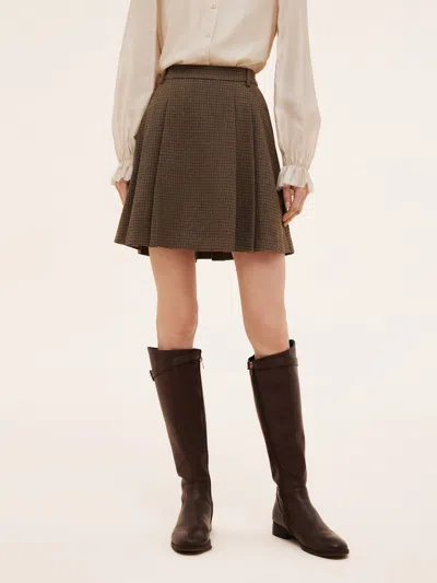 Goelia Plaid A-line Pleated Women Skirt In Brown