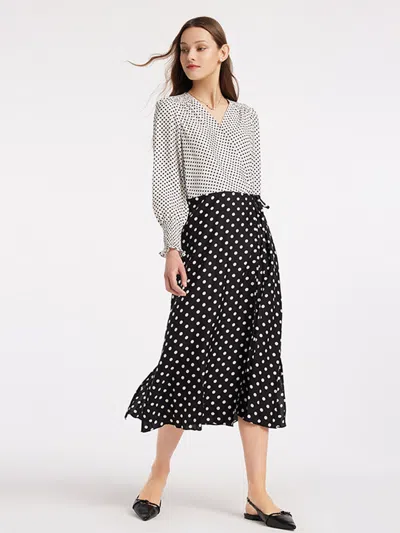 Goelia Polka Dots Slim V-neck Wrap Maxi Dress In Multi