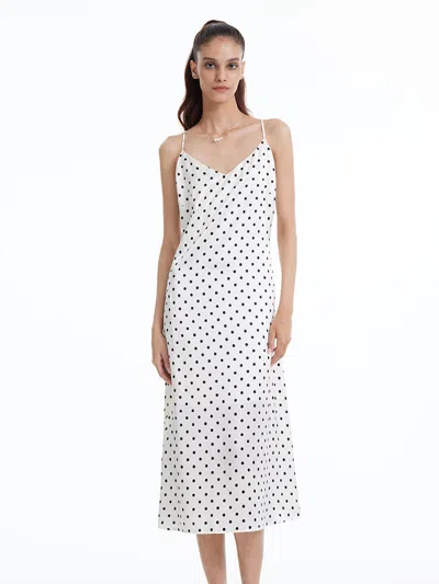 Goelia Polka Dots Spaghetti Strap Slip Maxi Dress In Animal Print