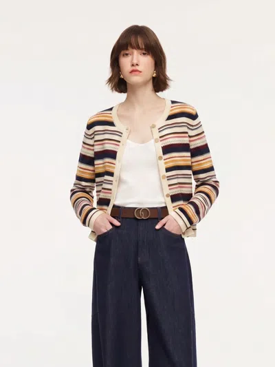 Goelia Pre-order 100% Cotton Multicolored Stripe Women Cardigan