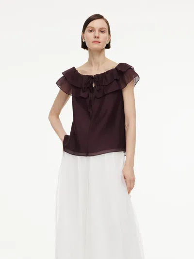 Goelia Pre-order Convertible Ruffle Neck Women Top In Dark Burgundy