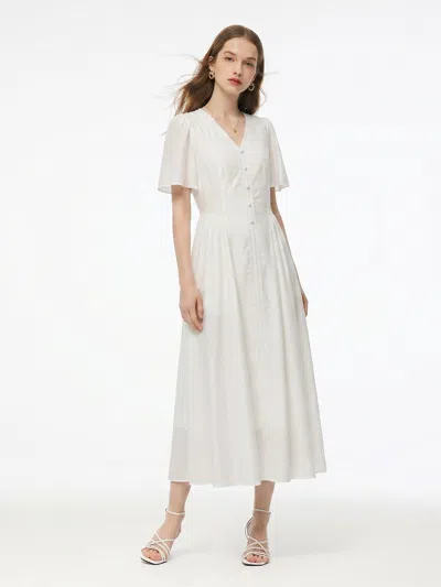 Goelia Pre-order Tencel Blend V-neck Women Maxi Dress In Ivory