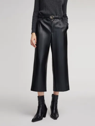 Goelia Pu Leather Wide Leg Women Pants In Black