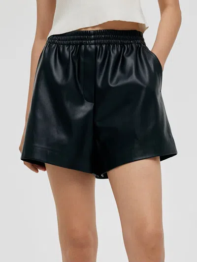 Goelia Pu Leather Women Shorts In Black