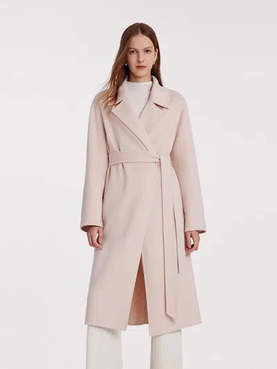 Goelia Pure Cashmere Double-faced Women Coat With Belt In Pink