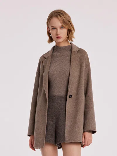 Goelia Pure Cashmere Mid-length Women Coat In Brown