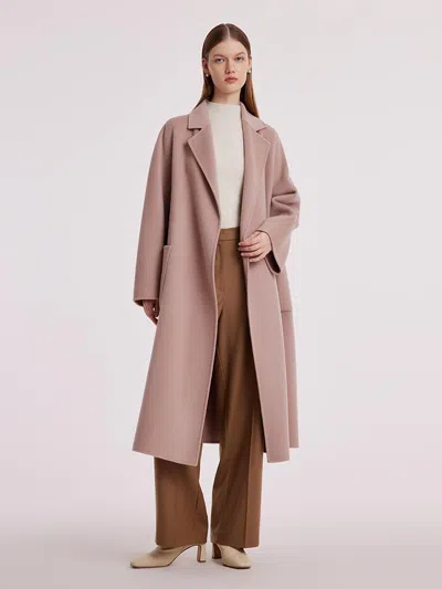 Goelia Pure Cashmere Tie-up Women Coat In Pink