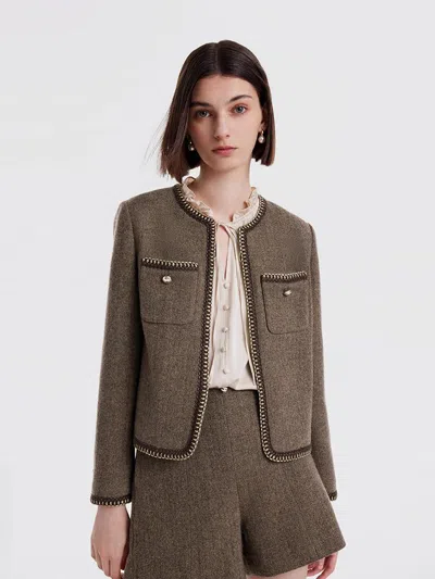 Goelia Retro Brown Washable Woolen Jacket