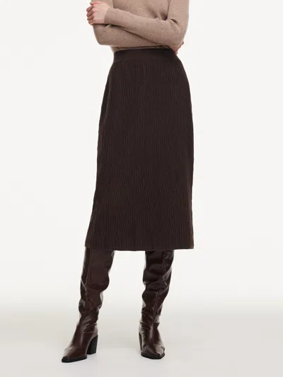 Goelia Ribbed Knitted Column Women Skirt In Brown