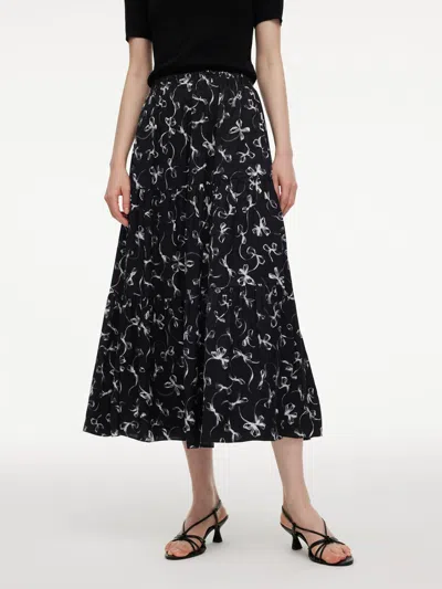 Goelia Ribbon Print A-line Women Skirt In Black