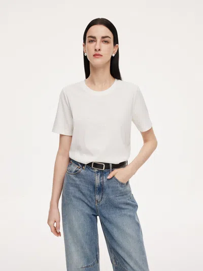 Goelia Round Neck Beaded Pony Graphic Women T-shirt In White