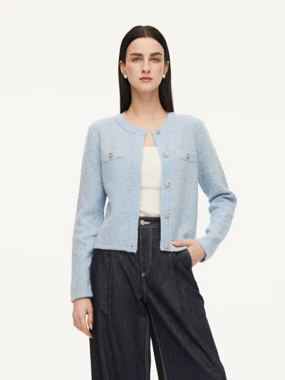 Goelia Round Neck Single-breasted Women Cardigan In Blue