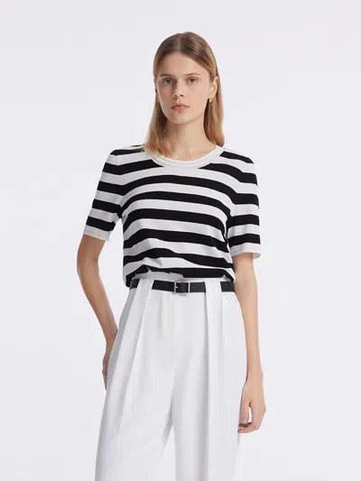 Goelia Round Neck Striped Knitted Women Top In Multi