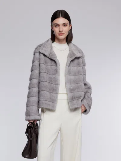 Goelia Sheared Eco-friendly Faux Fur Women Coat In Gray