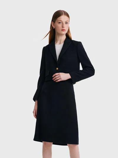 Goelia Short Blazer And A-line Women Skirt Two-piece Suit In Black