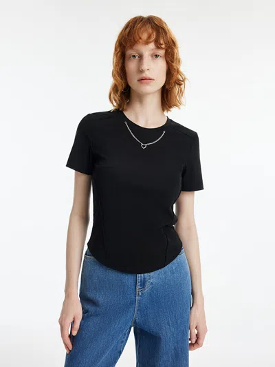 Goelia Slim Women T-shirt With Detachable Chain In Black
