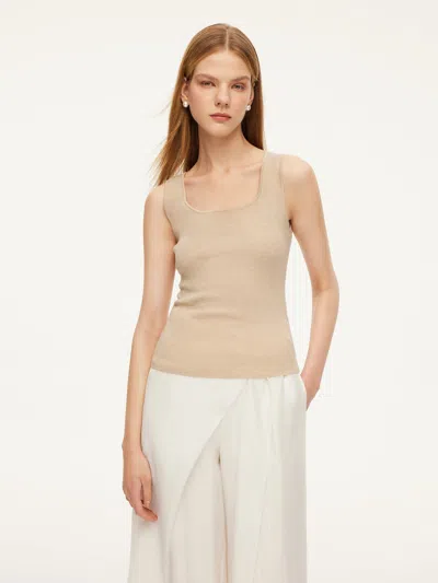 Goelia Square Neck Women Knit Tank Top In Brown