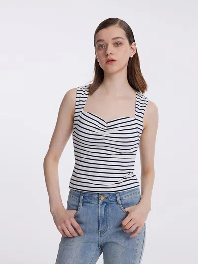 Goelia Striped Knitted Camisole With Detachable Chest Pads In Multi