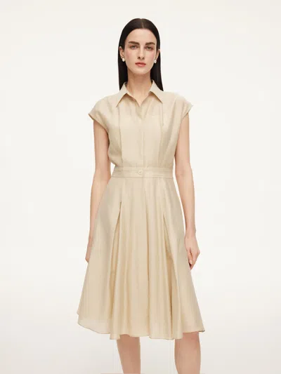Goelia Tencel Acetate Linen Blend Cap Sleeve Women Midi Shirt Dress In Brown