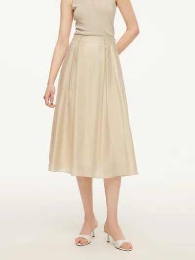 Goelia Tencel Acetate Linen Blend Women A-line Skirt With Belt In Brown