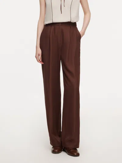 Goelia Tencel Acetate Linen Blend Women Pants In Brown