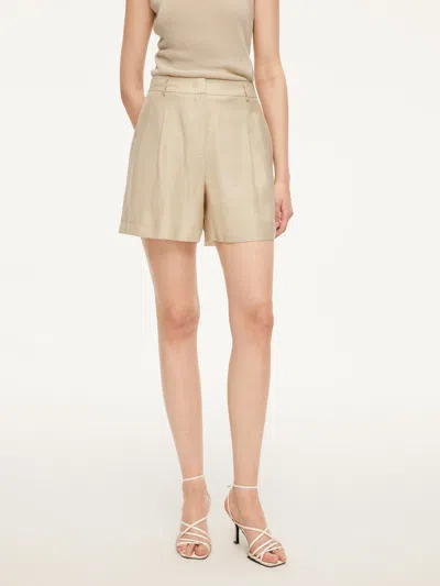 Goelia Tencel Acetate Linen Blend Women Shorts In Brown