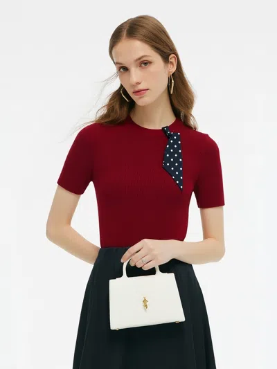 Goelia Tencel Blend Burgundy Women Knit Top In Red