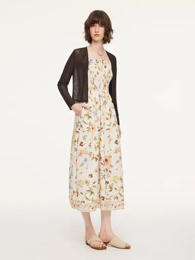 Goelia Tencel Blend Cardigan And Floral Print Strap Dress Two-piece Set In Multi