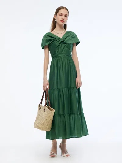 Goelia Tencel Blend Convertible Neckline Women Maxi Dress In Multi