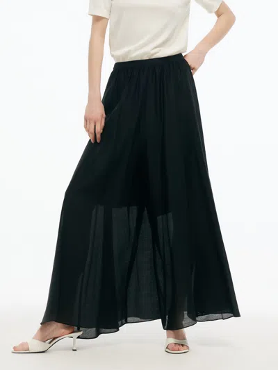 Goelia Tencel Blend Elastic Waist Women Culottes In Black