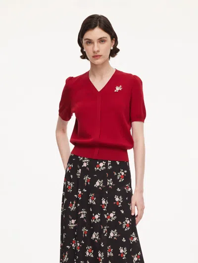 Goelia Tencel Blend Floral Embroidered Women Knit Top In Multi