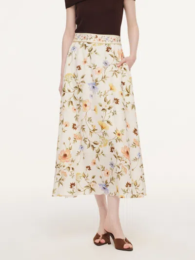 Goelia Tencel Blend Floral Print Women A-line Skirt With Scrunchie In Multi