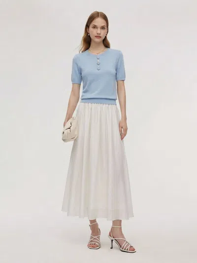 Goelia Tencel Blend Knit Top And A-line Skirt Two-piece Set With Detachable 3d Crochet Flowers In Multi