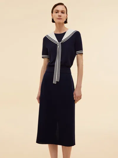 Goelia Tencel Blend Knit Top And Column Skirt Two-piece Set In Black