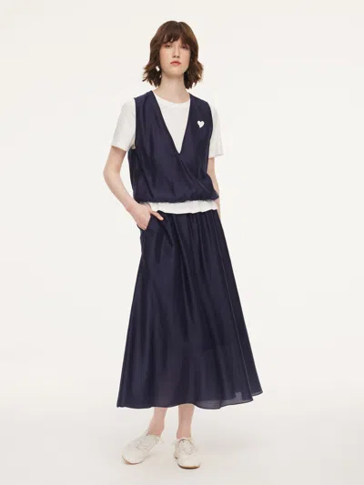 Goelia Tencel Blend Mock Layered Top And Skirt Two-piece Set In Blue