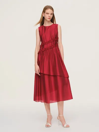 Goelia Tencel Blend Ruffle Women Sleeveless Tiered Maxi Dress In Multi